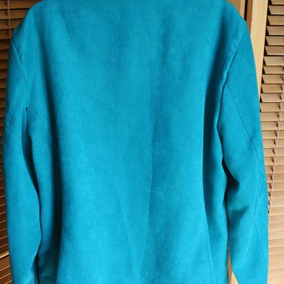 Studio Works Faux Suede Lined Teal Jacket Size 18 - Picture 8 of 10